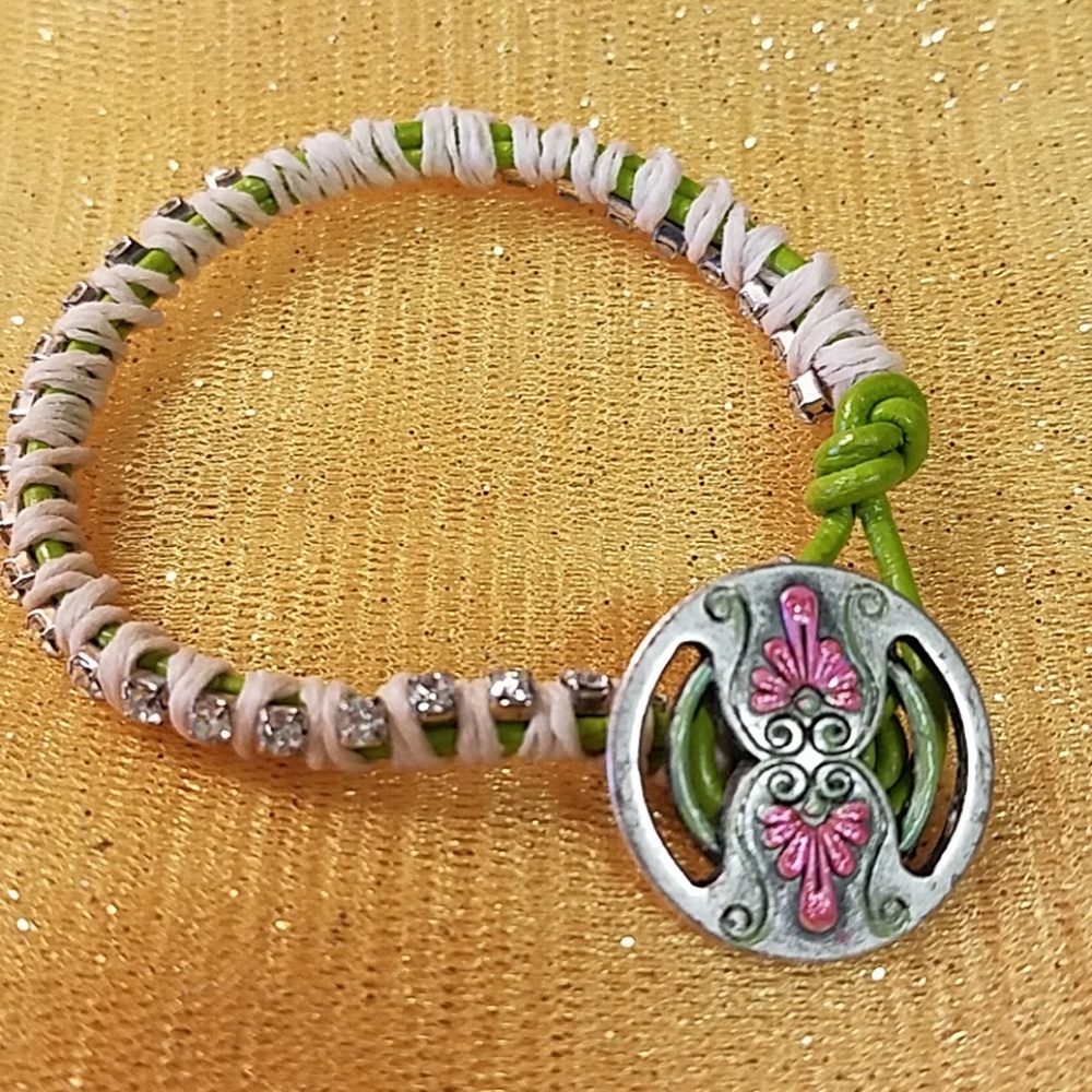 Leather Rhinestone Bracelet